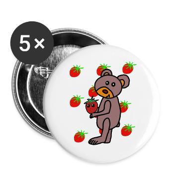 Ours pour enfants Nounours Fraise - Lot de 5 grands badges (56 mm) - blanc - Devant