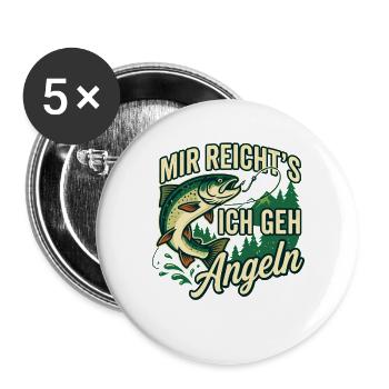 Mir reichts ich geh angeln Forelle Vintage - Buttons groß 56 mm (5er Pack) - Weiß - Vorne