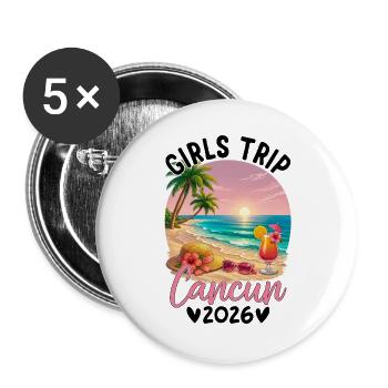 Girl Trip Cancún 2026 - Lot de 5 grands badges (56 mm) - blanc - Devant
