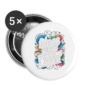 Graphic Designer Ideas First Pixels Visual Artist - Buttons groß 56 mm (5er Pack) - Weiß - Vorne