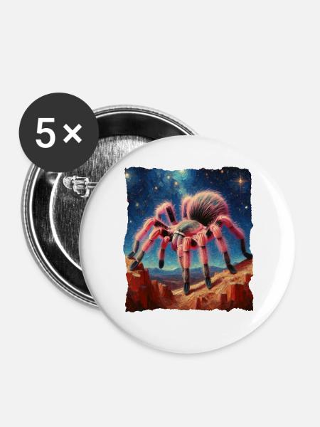 Chile Vogelspinne Starry Night - Buttons groß 56 mm (5er Pack) - Weiß