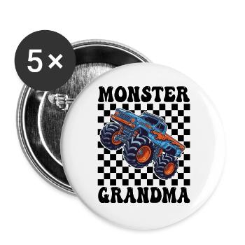 Monster Truck Blau Flammen - Buttons groß 56 mm (5er Pack) - Weiß - Vorne