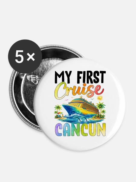 My First Cruise Cancun - Buttons groß 56 mm (5er Pack) - Weiß
