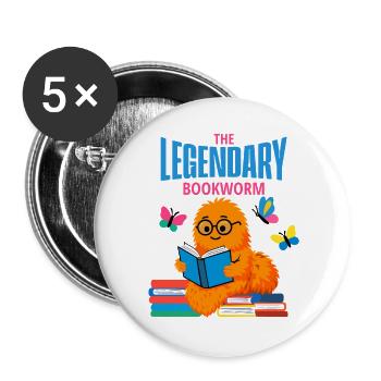 Rat de bibliothèque légendaire, le héros de la lecture - Lot de 5 grands badges (56 mm) - blanc - Devant