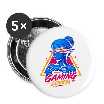 Fille Amante de Jeux Rétro - Lot de 5 grands badges (56 mm) - blanc - Devant