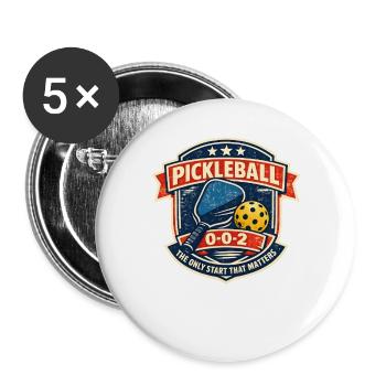 Pickleball Badge Vintage Start - Buttons groß 56 mm (5er Pack) - Weiß - Vorne
