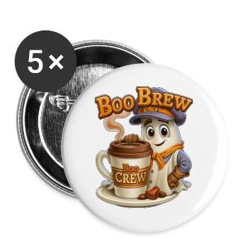 Boo Brew Barista Ghost - Buttons large 2.2''/56 mm (5-pack) - white - Front