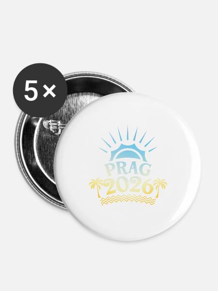 Prag 2026 Bunt - Buttons groß 56 mm (5er Pack) - Weiß