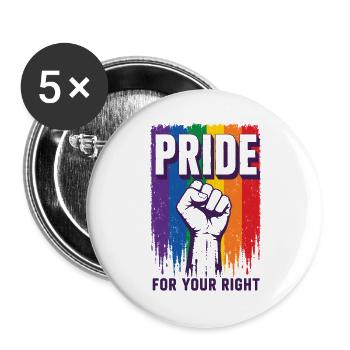Pride Regenbogen Rechte Statement Shirt - Buttons groß 56 mm (5er Pack) - Weiß - Vorne