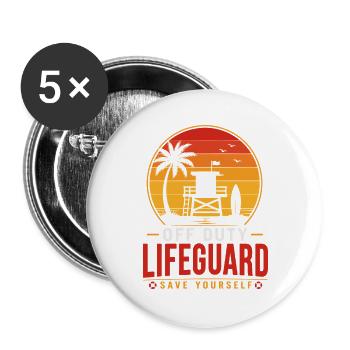 Coucher de soleil de sauveteur hors service - Lot de 5 grands badges (56 mm) - blanc - Devant