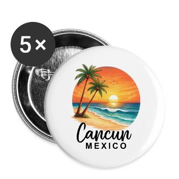 Cancun Mexico - Buttons groß 56 mm (5er Pack) - Weiß - Vorne