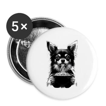Chihuahua Eats Ramen - Buttons large 2.2''/56 mm (5-pack) - white - Front