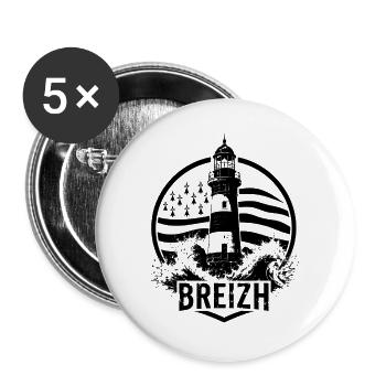Breizh Phare Breton Entre Mer et Tempête - Lot de 5 grands badges (56 mm) - blanc - Devant
