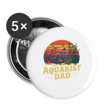 Aquarist Dad Retro Aquarium Father Aquatic - Buttons large 2.2''/56 mm (5-pack) - white - Front