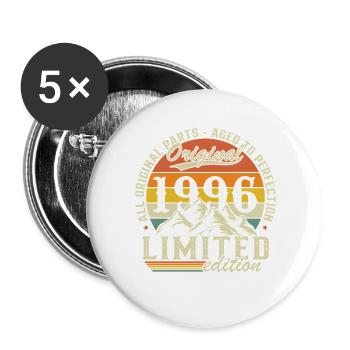1996 Vintage Rétro Cadeau D'anniversaire - Lot de 5 grands badges (56 mm) - blanc - Devant