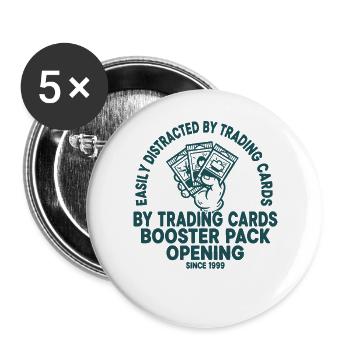 Easily Distracted By Trading Cards Booster Pack - Buttons large 2.2''/56 mm (5-pack) - white - Front