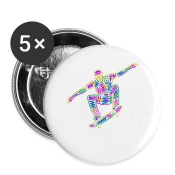 Colorful Skater Skateboarder Kids Skateboard - Buttons large 2.2''/56 mm (5-pack) - white - Front