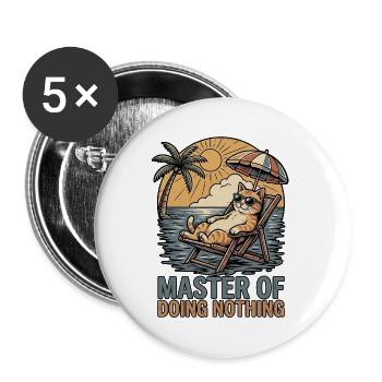 Lazy Cat Funny Saying - Buttons large 2.2''/56 mm (5-pack) - white - Front