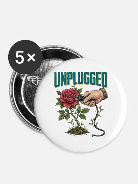 Unplugged - Buttons groß 56 mm (5er Pack) - Weiß