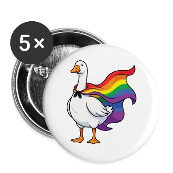 LGBTQ-Pride-Monat – Lustige stolze Gans - Buttons groß 56 mm (5er Pack) - Weiß - Vorne