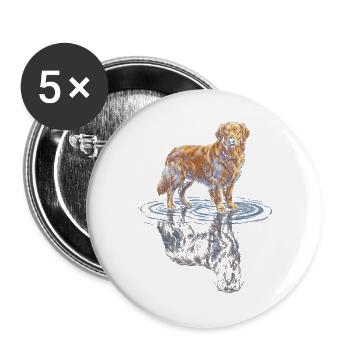 Goldener Retriever Wasserreflex - Buttons groß 56 mm (5er Pack) - Weiß - Vorne