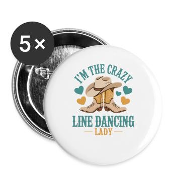 Cadeau de danse en ligne - Lot de 5 grands badges (56 mm) - blanc - Devant