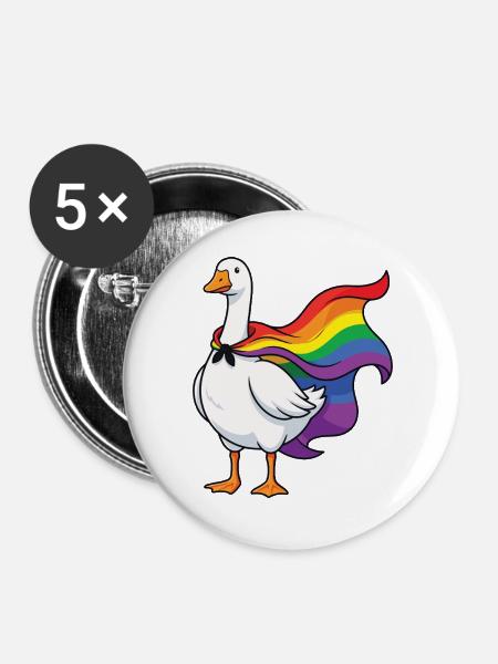 LGBTQ-Pride-Monat – Lustige stolze Gans - Buttons groß 56 mm (5er Pack) - Weiß