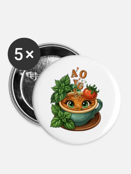 Alphabet-Teetasse mit Kräutern - Buttons groß 56 mm (5er Pack) - Weiß