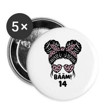  Vierzehnter Geburtstag für ein Geburtstags Mädche - Buttons groß 56 mm (5er Pack) - Weiß - Vorne