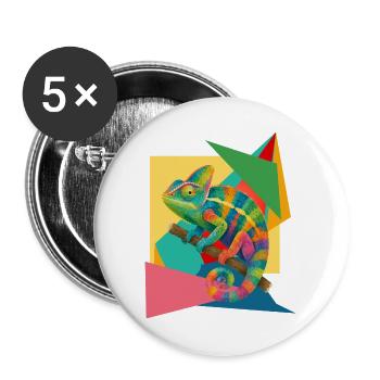 Art géométrique caméléon coloré - Lot de 5 grands badges (56 mm) - blanc - Devant