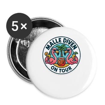 Malle Divas On Tour Women's Flamingo Mallorca Party - Buttons large 2.2''/56 mm (5-pack) - white - Front
