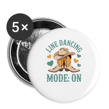 Line Dancing Line Dance Line Dancer Geschenke - Buttons groß 56 mm (5er Pack) - Weiß - Vorne