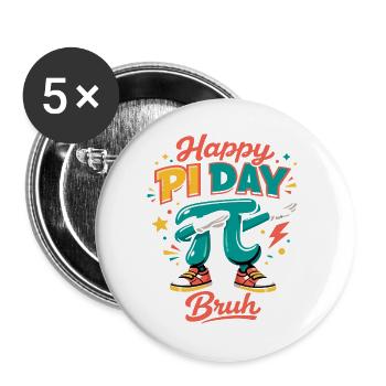 Bonne journée Pi, mec, dabbing, mathématiques Pi, dit rétro - Lot de 5 grands badges (56 mm) - blanc - Devant
