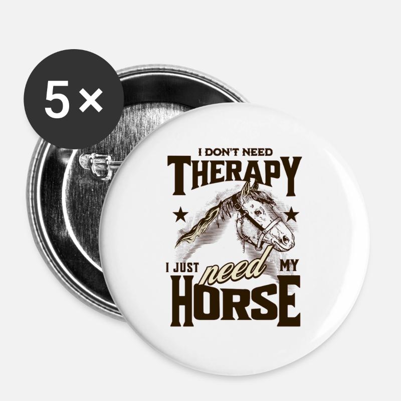 Horse Therapy Humor - Buttons large 2.2''/56 mm (5-pack) - white