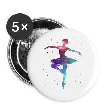 Balletttänzerin Ballerina Weltall Ballett Tänzerin - Buttons groß 56 mm (5er Pack) - Weiß - Vorne