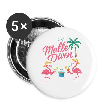 Malle Divas On Tour Women's Flamingo Mallorca Party - Buttons large 2.2''/56 mm (5-pack) - white - Front