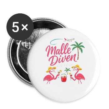 Malle Divas On Tour Women's Flamingo Mallorca Party - Buttons large 2.2''/56 mm (5-pack) - white - Front