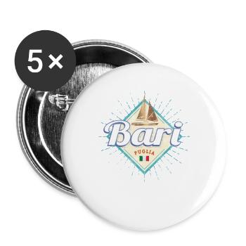 Bari Apulien in Italien Segelschiff Vintage Design - Buttons groß 56 mm (5er Pack) - Weiß - Vorne