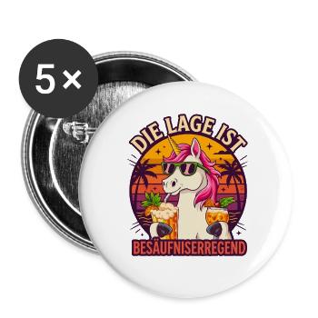 Einhorn Lustiger Saufen Party Spruch - Buttons groß 56 mm (5er Pack) - Weiß - Vorne