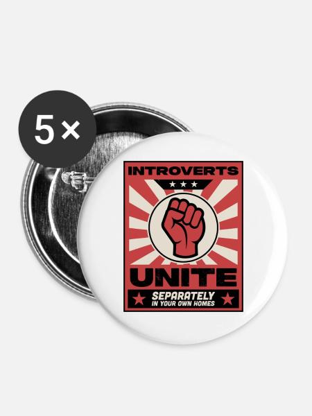 Introvertierte schließen sich zusammen - Buttons groß 56 mm (5er Pack) - Weiß