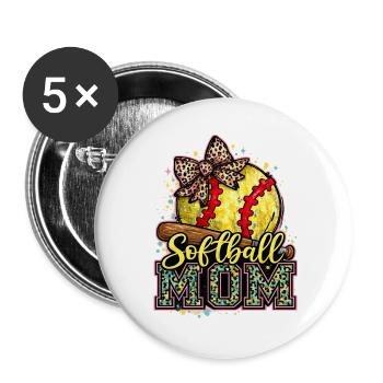 Softball Mom: Trendy Mom Softball Gift - Buttons large 2.2''/56 mm (5-pack) - white - Front