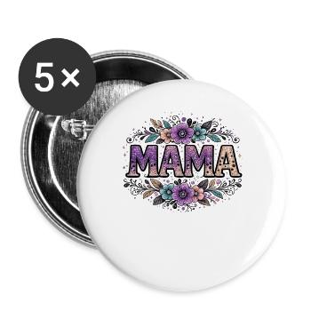 Mom Gift: Retro Mama Visual - Buttons large 2.2''/56 mm (5-pack) - white - Front