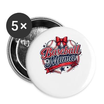 Baseball-Mama: Retro Mama Baseball-Geschenk - Buttons groß 56 mm (5er Pack) - Weiß - Vorne