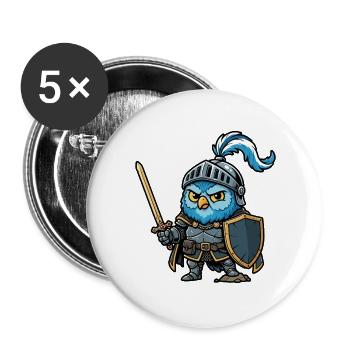 Knight Owl Ren Faire Mittelalterfest - Buttons groß 56 mm (5er Pack) - Weiß - Vorne