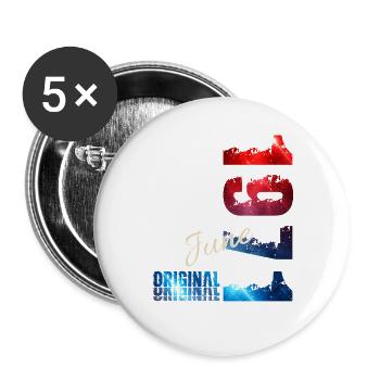 Cadeau du 55e anniversaire Millésime juin 1971 - Lot de 5 grands badges (56 mm) - blanc - Devant
