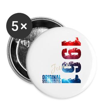 65. Geburtstag Geschenk Vintage Juni Jahrgang 1961 - Buttons groß 56 mm (5er Pack) - Weiß - Vorne