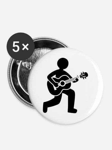 Gitarrist Akustische Gitarre - Buttons groß 56 mm (5er Pack) - Weiß