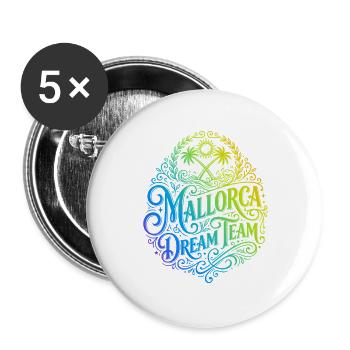 Mallorca Dream Team Bunt - Buttons groß 56 mm (5er Pack) - Weiß - Vorne
