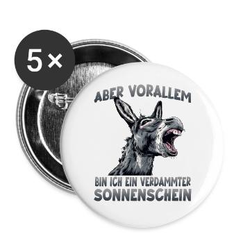 Esel Humor Eselhalter Bauernhof Hausesel - Buttons groß 56 mm (5er Pack) - Weiß - Vorne