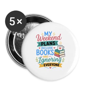 Lesen Bücher Roman Fan Leseratte Design - Buttons groß 56 mm (5er Pack) - Weiß - Vorne